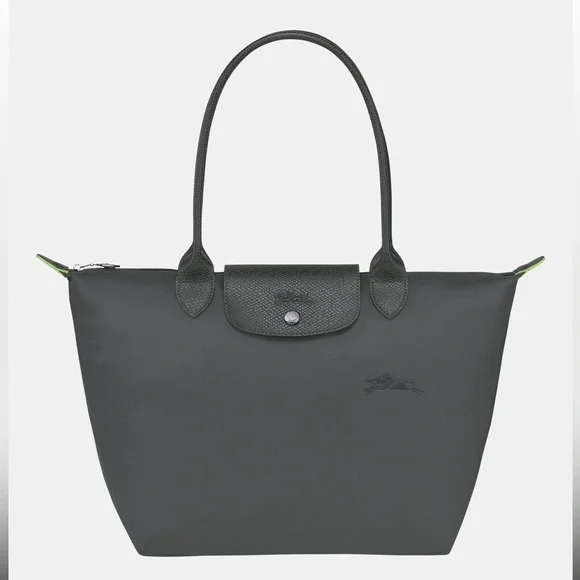 Le Pliage Green M Tote Bag Graphite - Recycled Canvas - Picture 10 of 12